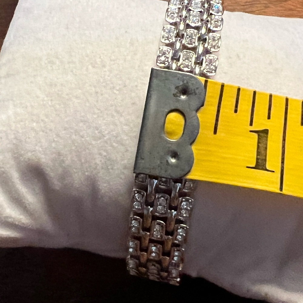 Nolan Miller Glamour Crystal Rhinestone Silver Tone Bracelet - Picture 3 of 5